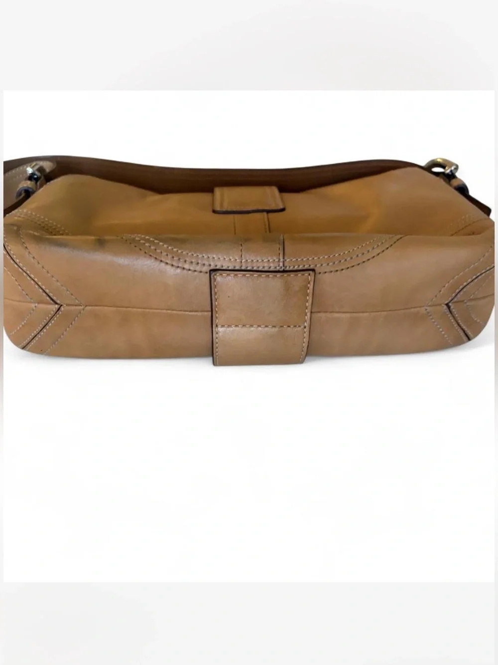 Coach Saddle Shoulder Bag in Cognac Brown with Brushed Gold Hardware